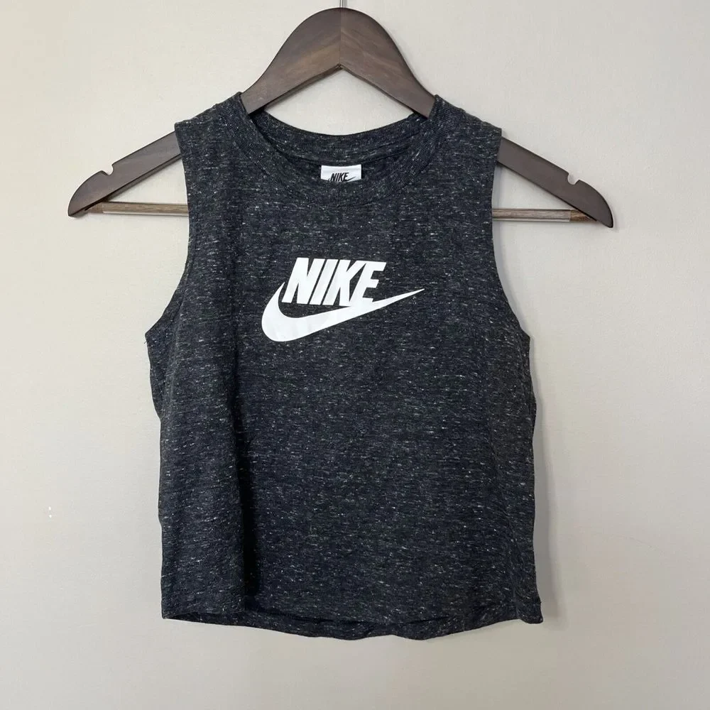 Nike Sportswear Kids Girls Jersey Tank Medium Slim‎ Fit Dark Gray Heather NWT
